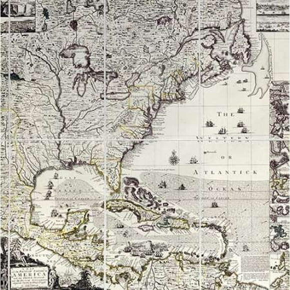 Une Carte de l'Empire Britannique en Amérique Affiche Imprimée par Henry Popple (12 x 12)
