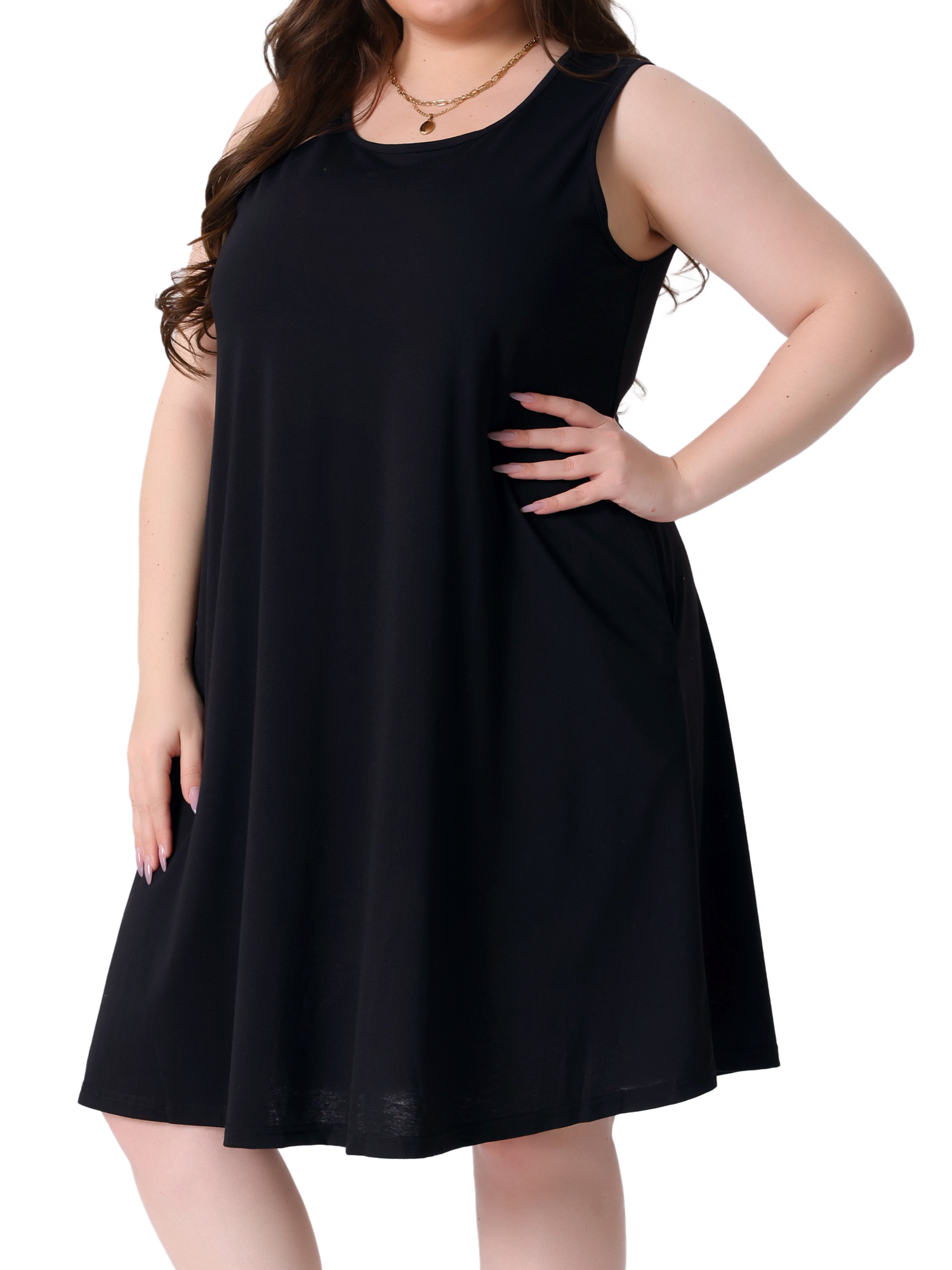 DARING DIVA Plus Size Floral Tank Sleeveless Boho Dress 1X Black