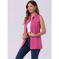 thumbnail image 2 of DARING DIVA Women's Button Down Sleeveless Pockets Mid-Long Denim Vest S Hot Pink, 2 of 6
