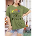 thumbnail image 2 of XCHQRTI Women Plus Size Hocus Pocus Shirt Graphic Halloween Casual Letter T-Shirt Short Sleeve Quote Funny Saying Top Tees, 2 of 7
