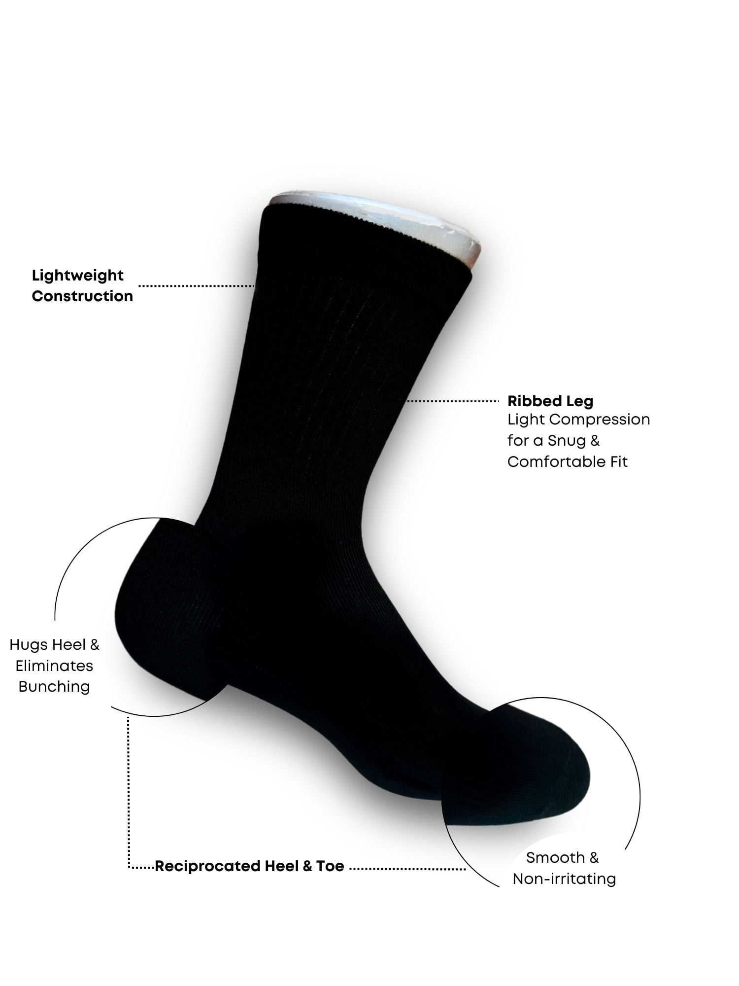 Jacques Moret Men's Black Dress Crew Socks, 20-Pack, Sizes 6.5-12