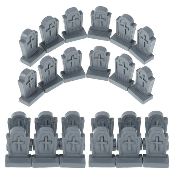 CTIRCHIU 24-Piece Mini Resin Tombstone Set with Grey Plastic Shapes for Landscape Decor