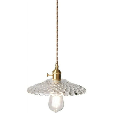 Clear Glass Rustic Pendant Lamp for Over Island, Transparent Glass Pendant Light for Dining Room, Farmhouse Pendant Light Fixture with Switch, Vintage Pendant Lighting for Kitchen Sink