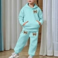 thumbnail image 4 of Gunia Kids Girls Tracksuit Set 2 Piece Winter Outfit Lined Hoodie Joggers Casual Two Piece With Bow Print Fashion Soft Clothes Set Cute Outfits For Girls 2-13 Years, 4 of 7