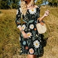 thumbnail image 3 of Dark Floral Print Blooming Beauty Flare Dress Square Neck Dress Elegant Female Fashion Printed Dress, 3 of 9