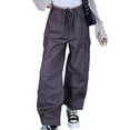 thumbnail image 4 of xiaxaixu Women Baggy Pants Solid Color Drawstring Waist Cargo Pants Multiple Pockets Jogger Pants, 4 of 9