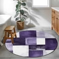 thumbnail image 4 of Purple Abstract Round Area&nbsp;Rug 3.3ft Modern Rustic Geometric Non-Slip&nbsp;Washable Circle Rugs Soft Felt Indoor Floor Mat for Bedroom Kitchen Living Room Bathroom, 4 of 9