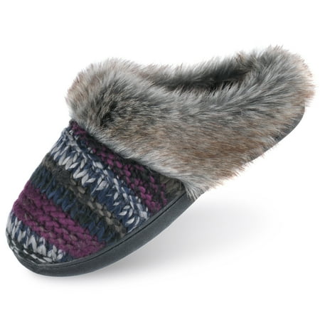 

DL Womens Warm Memory Foam House Slippers Winter Slip on Womens Indoor Bedroom Slippers Non-Slip