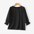 thumbnail image 4 of ZANZEA Womens O Neck 3/4 Puff Sleeve Shirts Lace Crochet Hollow Out Tops Casual Loose Blouse, 4 of 4