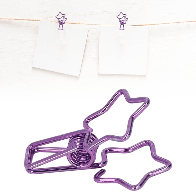 Clips de Carpeta de Estrellas Lindo Dibujo Animado Hueco Fuerza de Sujeción Fuerte Abrazaderas de Papel de Metal Resistente Alambre para Billetes de Cuenta de Oficina Hojas ANGGREK Otros