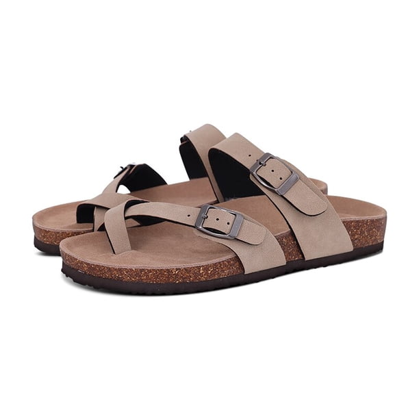 Comwarm-Zapatillas de ante para mujer, zuecos Boston, plantilla de corcho, sandalias con soporte de arco, toboganes de playa al aire libre, zapatos para el hogar