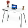 SHW Claire Modern 40inch Writing Desk with Drawer, White