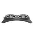 thumbnail image 1 of IH Casa Decor Bol Double En Acier Inoxydable Avec Stand Gris, 1 of 4