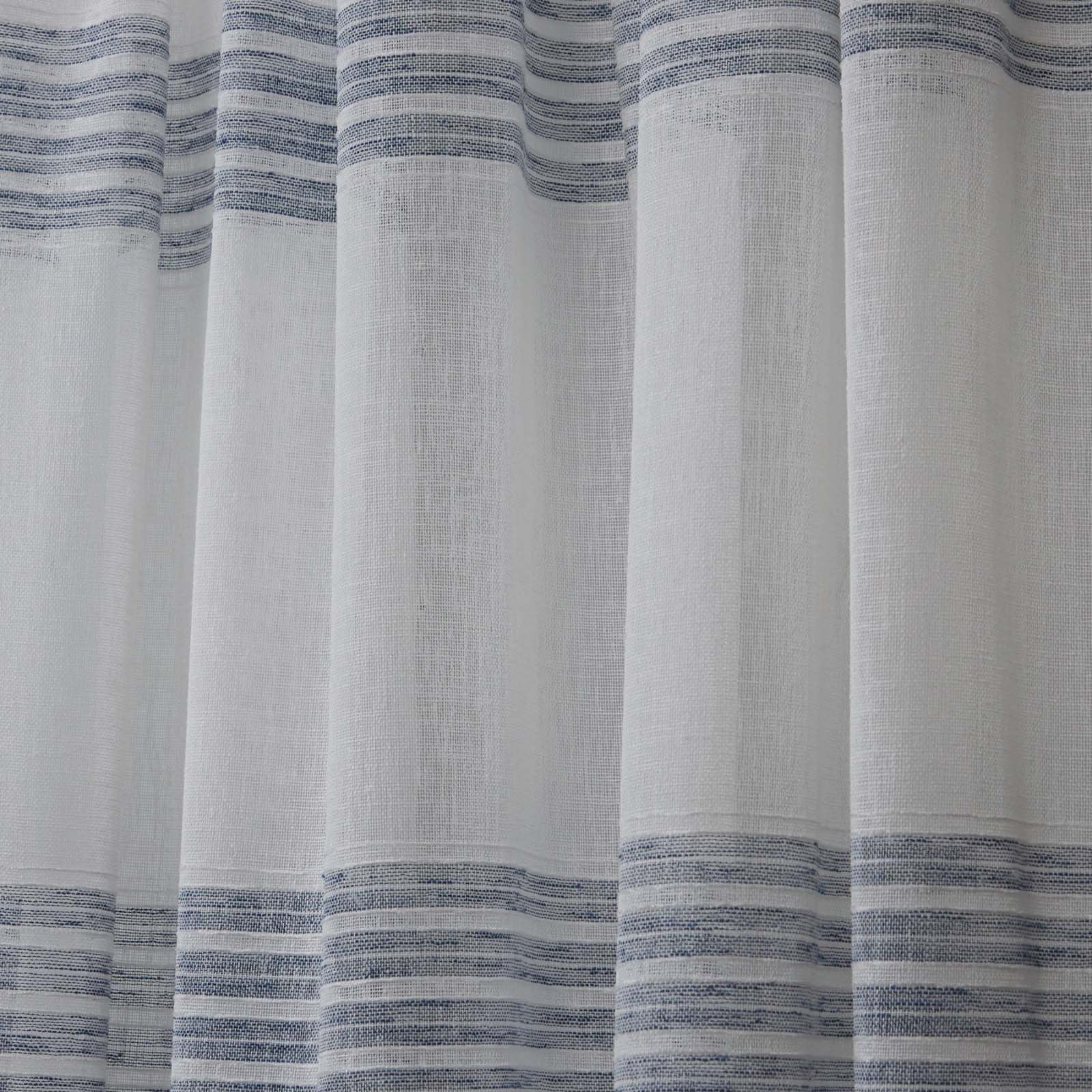 Nicole Miller Wexford Embellished Stripe Sheer Rod Pocket Top Curtain Panel Pair, 54"x84", Silver
