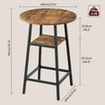 thumbnail image 3 of Transform Your Living Area with a Round Bar Table: 37.4” High Pub Top Table with Footrest, Stylish 2-Tier Counter Height Cocktails for Small Spaces, Easy Assembly & Rustic Brown Charm!, 3 of 3