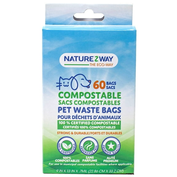 NatureZway Compostable Waste Bags Pet 60 Ct.