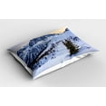 thumbnail image 2 of Ambesonne Nature Pillow Sham 2 Pack, Snowy Mountain Winter, 26"x20", White Green, 2 of 3