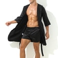 thumbnail image 2 of Jiyugala Men's Shorts Bathrobe Solid Color Thin Short Sleeve Simple Loose Bathrobe Plus Size, 2 of 4