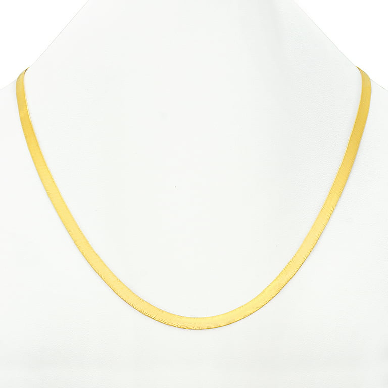Nuragold 10k Yellow Gold 5mm Solid Herringbone Silky Flat High Polish Chain  Necklace, Womens Jewelry 16