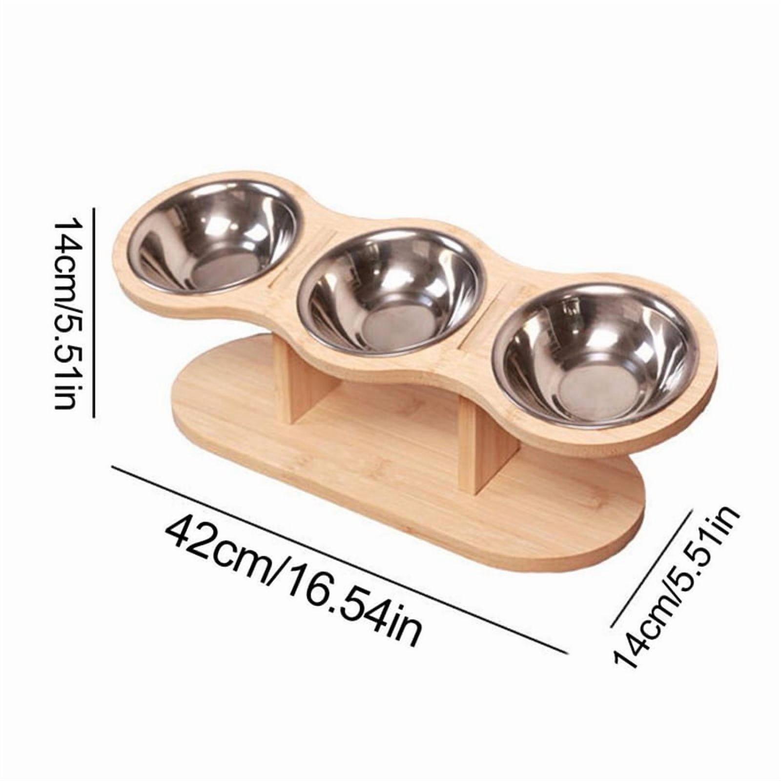 Elevated Cat Bowls with 3 Stainless Steel Bowls Elevated Cat Bowls for Food and Water 15 Degree Tilted Elevated Pet Bowl