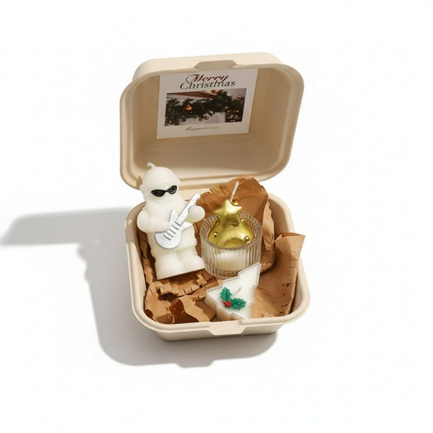 Conjunto de Regalo de Velas Colección de Velas de Árbol de Navidad Cera de Soja Natural 4-8 Pulgadas Caja de Regalo de Navidad