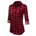 thumbnail image 2 of JJ Perfection Womens Long Sleeve Collared Button Down Plaid Flannel Shirt, 2 of 3