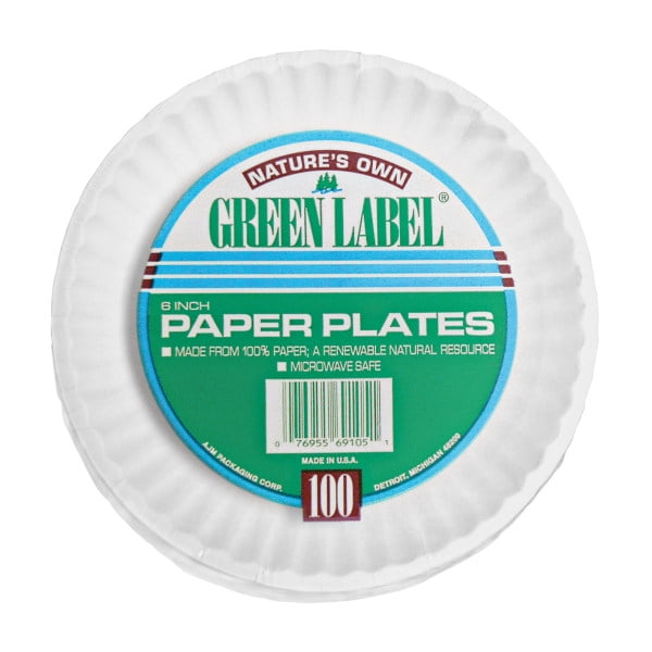 12 PACKS AJM AJMPP9GRA Green Label Paper Plates, Microwavable, 9