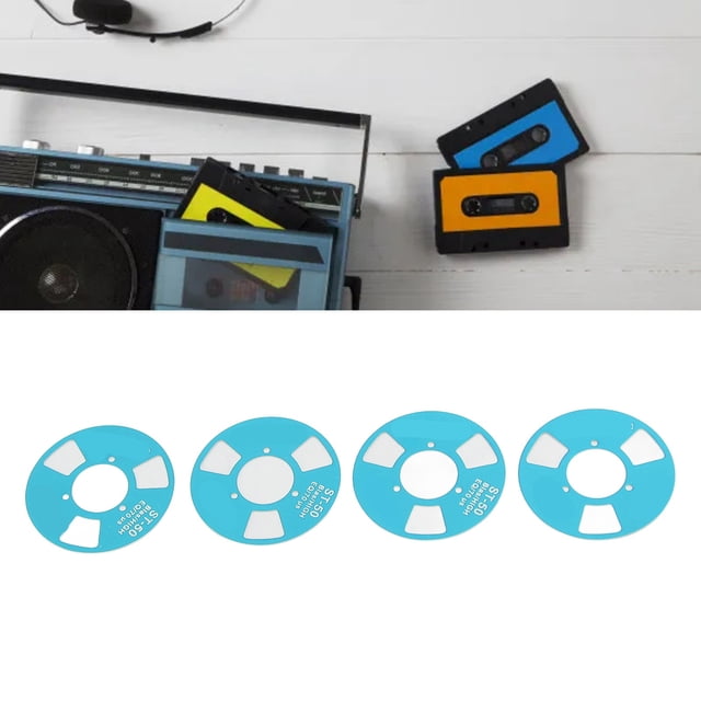 Cinta de Casete de Carrete A CARRETE DE BRICOLAJE, CINTA DE CASETE DE CARRETE DE METAL EN RETRO CON 4 CARRETES, 2 Ruedas para Grabación de Música para AltaVoz