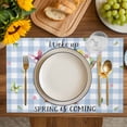 thumbnail image 4 of Spring Pig Placemats Set of 12, Butterfly Botanical Floral Blue Plaid Placemats for Dining Table, Place Mats for Kitchen Tabletop, Waterproof Wipeable Dining Table Mats Set, 4 of 9