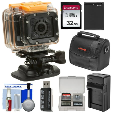 HP AC300w 1080p HD Wi-Fi Action Camera Camcorder - Refurbished with 32GB Card + Case + Battery + Charger +