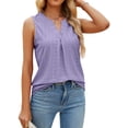 thumbnail image 4 of Lucakuins, camisetas sin mangas sueltas de verano para mujer, ojales de Color sólido ahuecados, chaleco sin mangas con cuello en V, camisola para discoteca Lucakuins  moda, 4 of 5