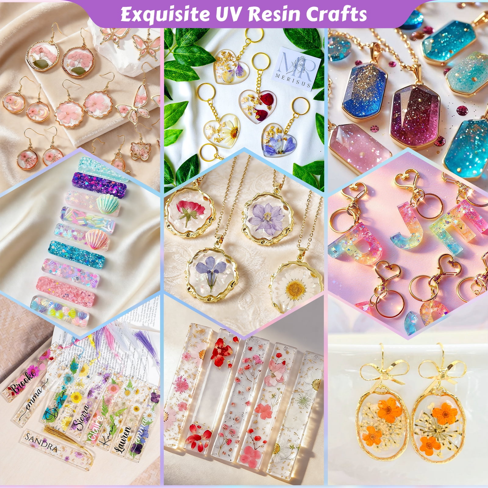 Bond Craftor 300g UV Resin Jewelry Making Kit, Crystal Clear with UV Light, Molds & Accessories for Diy Earrings Necklace Keychain Pendant Crafts