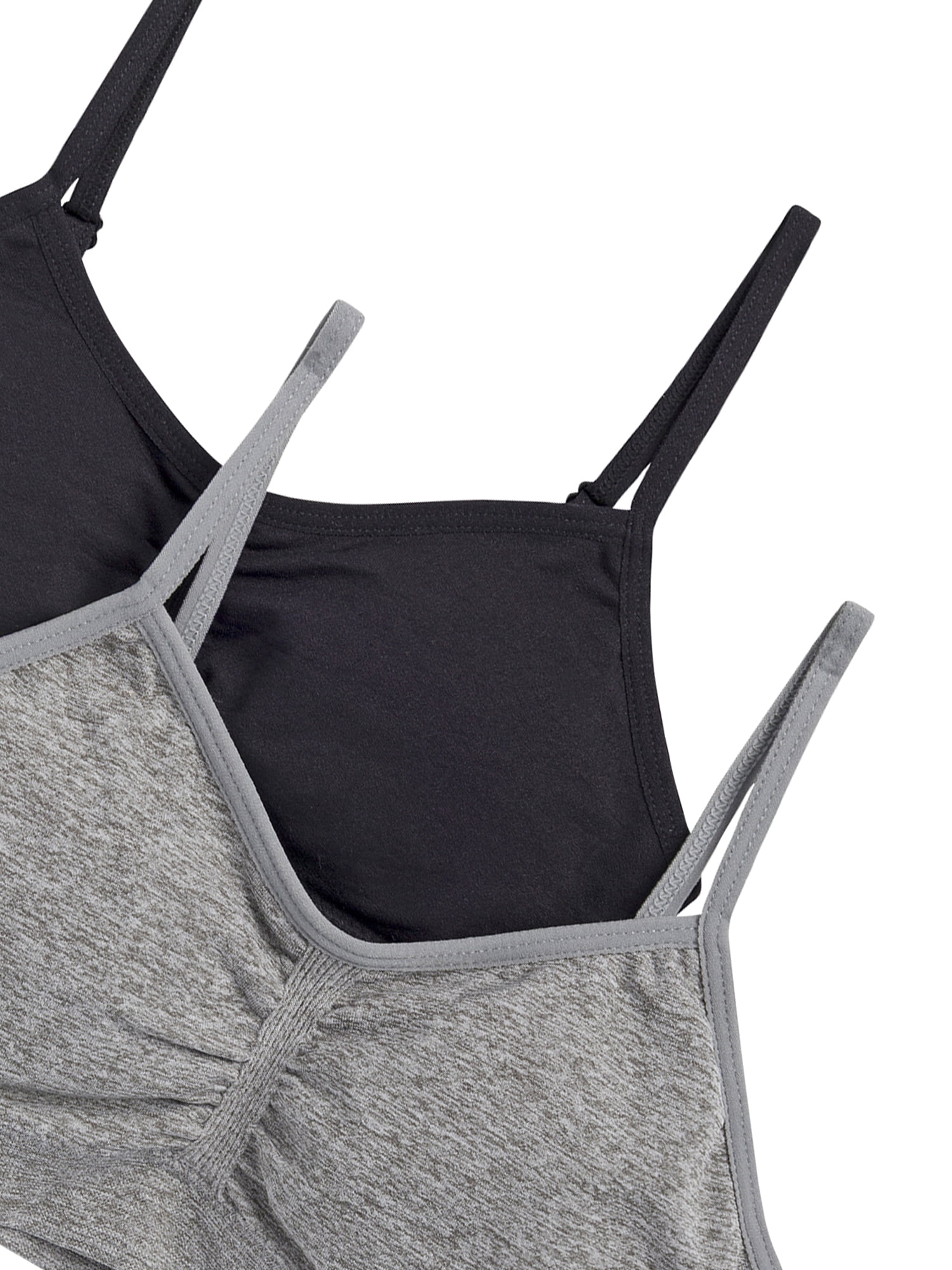 Wonder Nation Girls' Seamless Ruched Recycled Bra, 2-Pack, Sizes XS-2XL
