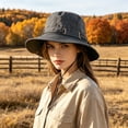 thumbnail image 2 of Unisex Fedora Wide Brim Hat Classic Beach Style Outdoor Sun Lightweight Travel Headwear For All Seasons, A-Black, 2 of 5