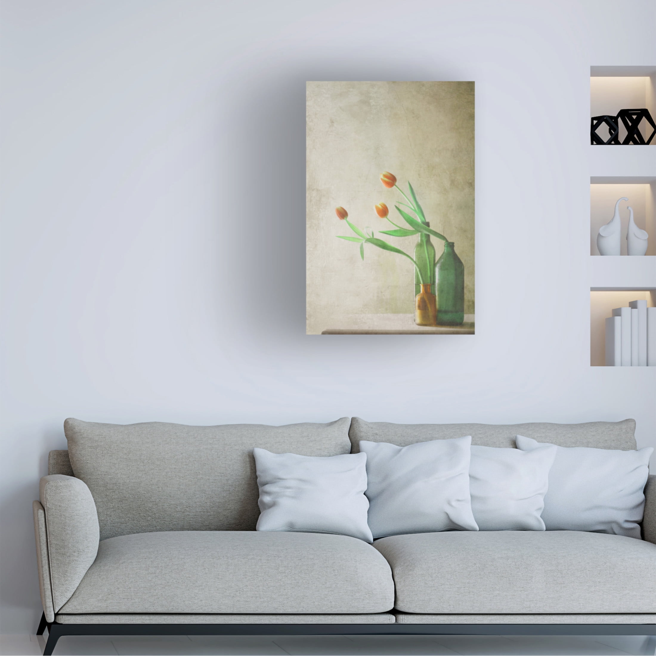 Canvas Wall Art - Delphine Devos 'Three Tulips' Wall Art for Living Room, Bedroom, or Office Décor by Trademark Fine Art - 30 x 47 Inches