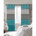 thumbnail image 3 of Turquoise Wood Grain Blackout Curtains, Light Blocking Print Window Curtains, Country Retro Wooden Plank Gray Thermal Insulated Window Drapes for Living Room Kitchen Cafe 2 Panels, 55"W x 39"L, 3 of 9