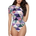 thumbnail image 1 of Fotbe Plaid Flamingo Body de Mujer con Cuello Redondo y Mangas Cortas, Sin Mangas Ajustado, Suave, Cómodo y Básico-Medium, 1 of 7