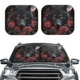 Balery 2 Piece Rose Full Moon Black Wolf Car Windshield Sun Shade