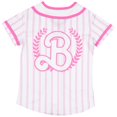thumbnail image 2 of Camiseta de béisbol Barbie para niñas, malla, manga corta, rosa, talla 5, 2 of 4