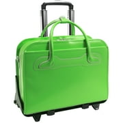 McKlein WILLOWBROOK, Patented Detachable -Wheeled Ladies' Laptop Briefcase, Top Grain Cowhide Leather, Green (94981)