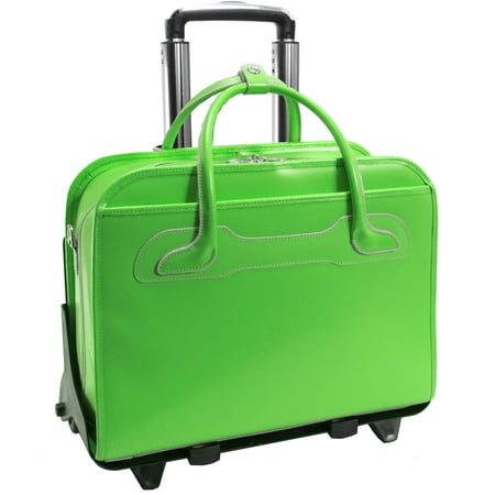 McKlein WILLOWBROOK, Patented Detachable -Wheeled Ladies' Laptop Briefcase, Top Grain Cowhide Leather, Green (94981)