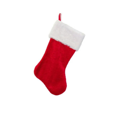 17" Traditional Red and White Plush Christmas Stocking