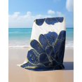 thumbnail image 4 of Navy Blue Gold Beach Towels Oversized Super Absorbent, Abstract Line Art Troditional Ink Painting Lightweight Bath Towel Quick Dry Sets For Bathroom/Pool/Rv Camping/Beach Play/Gym Room/Picnic 23"x47", 4 of 8