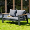 thumbnail image 7 of Outdoor Loveseat Sofa All-Weather Patio Sofa Couch High Back 2 Seater Aluminum Sofa Chair,Dark Grey, 7 of 7
