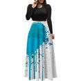 thumbnail image 1 of Dress for Women Casual,3/4 Sleeve Dress,Womens Fashion Printed Long Sleeve Round-Neck Pullover Patchwork Dress, 1 of 5