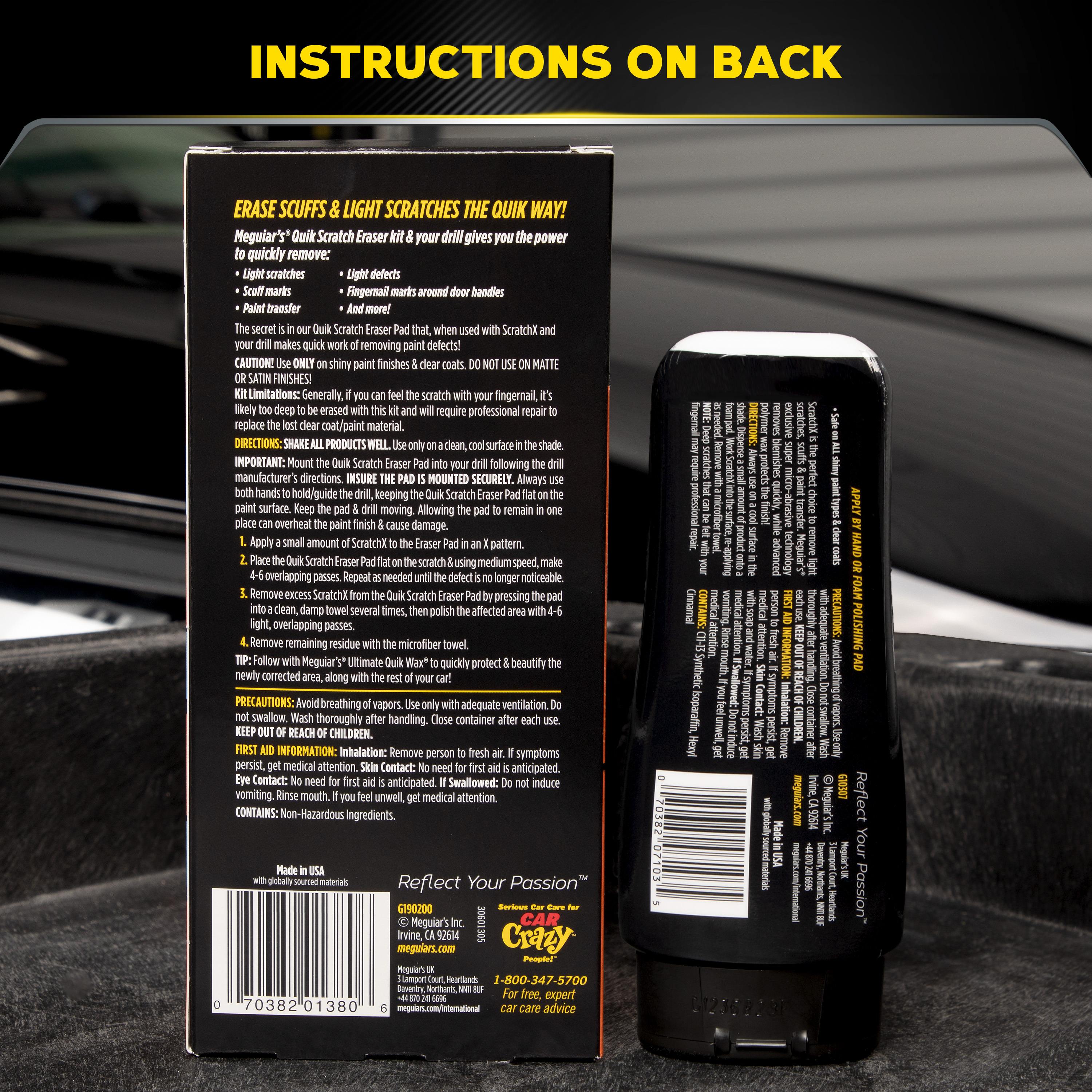 Meguiar's Quik Scratch Eraser Kit, Car Care Kit with ScratchX, Drill-Mounted Pad, and Microfiber Towel, Multi-color - image 8 of 9