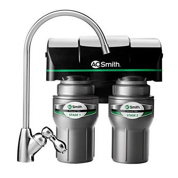 A. O. Smith 2-Stage Carbon Under Sink Water Filtration System with Brushed Nickel Faucet