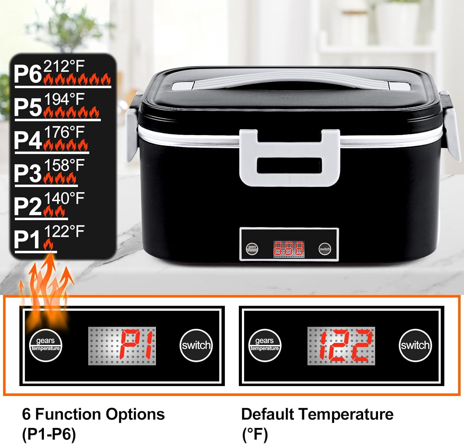 Bestdin Electric Lunch Box Food Heater for Work, 80W Food Warmer for Car Truck Travel with 2 Stainless Steel Containers 1.8 Liters Potable Self Heating lunch Box for Adults