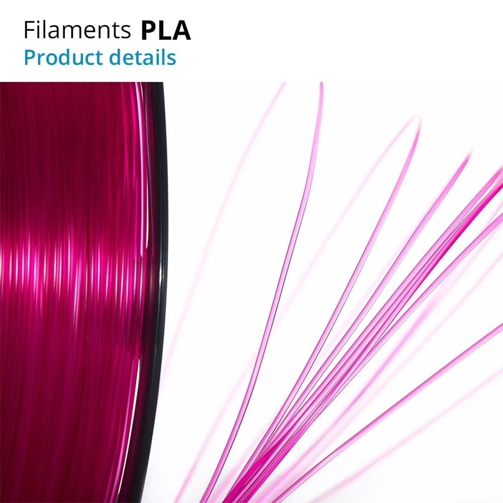 Clear 3D Plastic Filament PLA Filament 1.75mm 1KG Dimensional Transparent Purple for 3D Printer