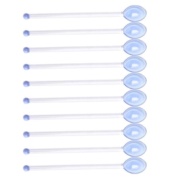 10 cucharas de vidrio para mezclar, cucharillas de té, mango largo, varilla resistente para mezclar café con leche Azul